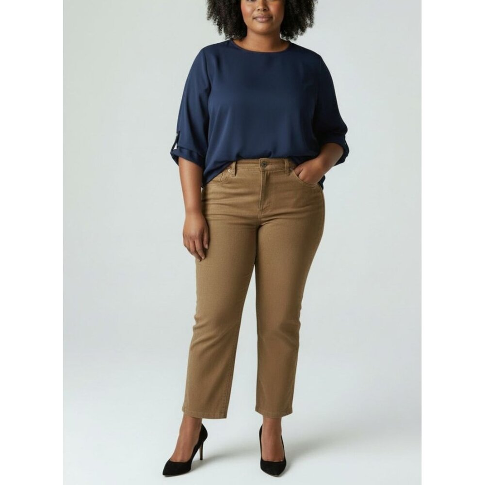 Liz Wear Womens Size 14 Leather Pants In Taupe Brown